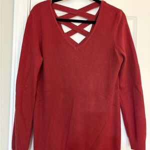 Women's V-Neck Sweater with Crisscross Back